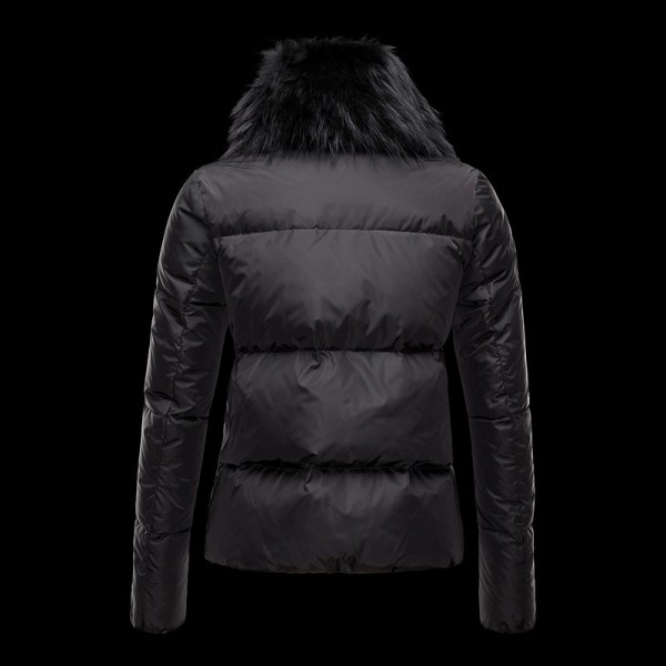 Moncler Elegante marrone Fur Collar Cappotti